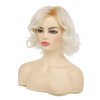 Dai Cloud Blonde Short Wig Women Ombre Light Blonde Curly Bob Wigs Old Lady Dark Root Hair Side Part Wigs for Women Cosplay Party Daily(Platinum Blonde)