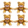 4D Teddy Bear Balloons Bear Birthday Party Supplies Baby Shower Decorations, 4 Pack Happy Bear Mylar Foil Balloons Self-Stand Woodland Jungle Safari Animal Brown Bear Helium Balloons