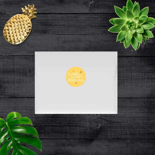 Andaz Press Chocolate Drop Labels Trio, Baby Shower, Twinkle Twinkle Little Star, Yellow, 216-Pack, Fits Kisses Party Favors, Decor, Decorations