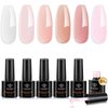 modelones Builder Nail Gel Set, 6 Colors Gel Builder 8-in-One, Jelly Nude Pink Hard Gel Builder Nail Polish Nail Strengthener Extension Gel LED Nail Lamp Cured Color Base Nail Glue Gel in a Bottle