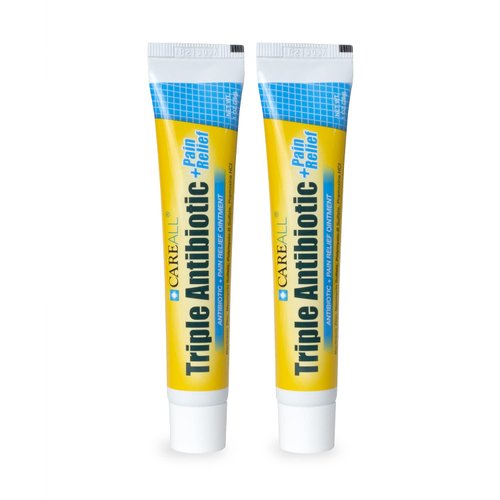CareAll Triple Antibiotic Ointment + Pain Relief 1.0 oz (2 Pack), Dual Action First Aid for Minor Scrapes, Cuts, and Burns to Help Prevent Infection While Providing Maximum Strength Pain Relief.