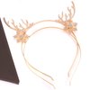 ELEARD Christmas Headbands for Girls Womens Sparky Crystal Reindeer Horn Snow Headbands Santa Holiday Hair Band Headpiece Set of 2 Pieces (Gold)