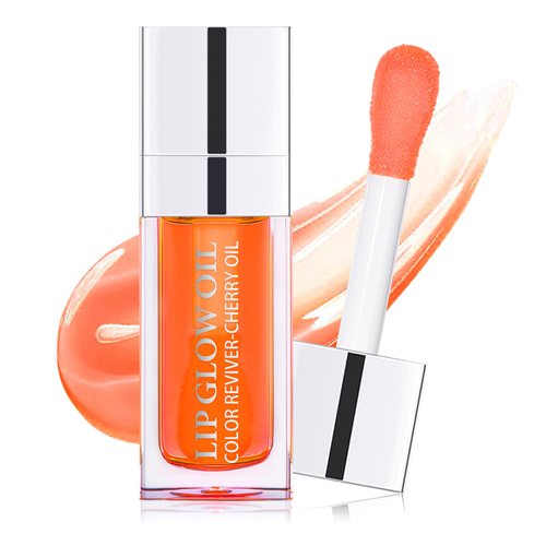 REWLKP Hydrating Lip Glow Oil, Plumping Lip Gloss, No-Sticky Transparent Moisturizing Lip Balm, Natural Lip Plumper Gloss Make Lips Fuller and Moisturizing - Coral