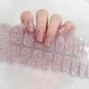 22pcs Semi Cured Gel Nails Strips Tips UV Nail Stickers Polish Wraps-Works with UV Nail Lamp Light, 2 Prep Pads Nail File Wooden Stickers DIY Manicure Easy to Apply&Remove (051 Shine Pink)