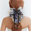 Capiant 2 PACK Big Bowknot Chiffon Hair Claw Clips, Floral Ponytail Clips, French Style Hair Accessories for Women Party Wedding Daily Wear