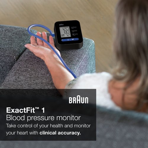 Braun ExactFit 1 Upper Arm Blood Pressure Monitor – Quick at-Home Blood Pressure Machine with Easy to Read Display, Includes Universal Blood Pressure Cuff