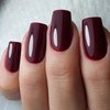 GLAMERMAID Red Press On Nails Medium Square, Handmade Jelly Soft Gel Fake Nails Set, Deep Burgundy Short False Nail Dark Red Stick on Nails, Reusable Acrylic Black Glue on Nail Kit for Women Girl Gift