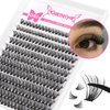 Geeneiya Wispy Lash Clusters 40D Eyelash Clsuters DIY Individual Lashes Cluster Eyelash Extensions D Curl 8/9/10/11/12/13/14/15/16MM Mix Eyelash Extensions, Thin Band