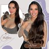 Full Shine Brown Weft Hair Extensions Real Human Hair Straight Remy Hair Bundles 105G Double Weft Extensions Dark Brown Sew In Hair Extensions Real Human Hair Weave Extensions Human Hair Wefts 24 Inch