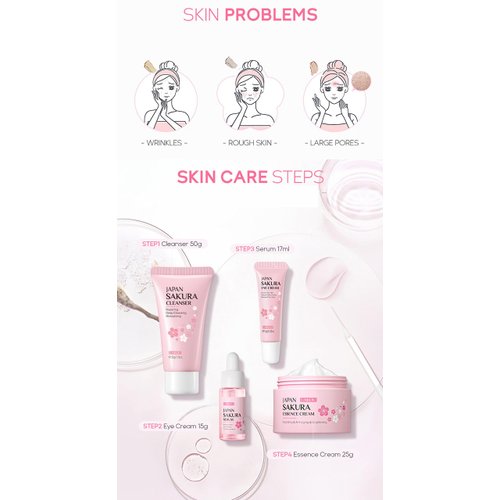 Skin Daily Skincare Set Gentle Skin Cleaning & Care Teenage Girls and Women Gift Set Includes Cleanser Serum Essence Eye Cream (4PCS)