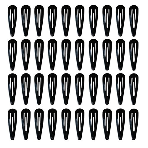 Alef Judaica Anti-rust Metal Snap Hair Clips for Women | Non Slip Metal Barrettes for Girls | Reusable Classic Snap Barrettes for All Hair Types | 4.9 cm Hair Accessories, Black, 25 pcs