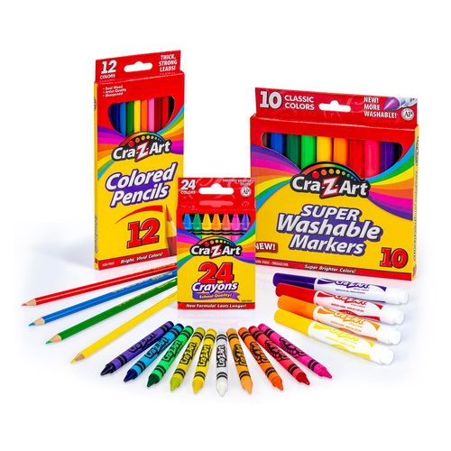 Cra-Z-Art Classic Bundle Crayons, Markers and Colored Pencil 46 Piece School Supply Arts & Crafts Bundle
