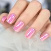 ELEVENAIL Press On Nails Glossy Short Squoval Stick On Fake Nails Salon DIY Acrylic Manicure Reusable Magic Pink Chrome False Acrylic Nail Art Tips for Women Girls