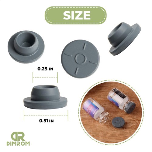 100Pcs Self Healing Injection Ports - Rubber Stoppers Glass Bottles with Rubber Stopper Liquid Mushroom Jar - Vials for Injection Bottle Stopper - 13 mm Opening Glass Vial Liquid Culture Jars Liquid