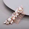BERYUAN Pearl Comb for Bride Women Crystal Hair Comb Rose GOLD