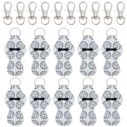 allydrew 10 Pack Chapstick Holder Keychain, Keyring for Lip Balm Lip Gloss Lipstick with 10 Pieces Metal Keyring Clasps, Volleyball