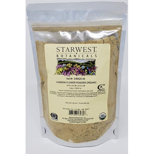 Starwest Botanicals Organic Yarrow Flower Powder, 4 Ounces
