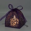 KPOSIYA Pack of 100 Laser Cut Rose Candy Boxes, Favor Boxes 2.5"x 2.5"x 3.1", Gift Boxes Bridal Shower Anniverary Birthday Party Wedding Favor (100,Purple)