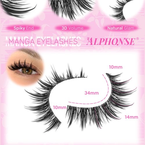 Manga Lashes Wispy False Eyelashes 3D Natural Eye Lashes Spiky Fake Lashes Anime Lashes Natural Look Chinese Makeup Lashes Pack by ALPHONSE
