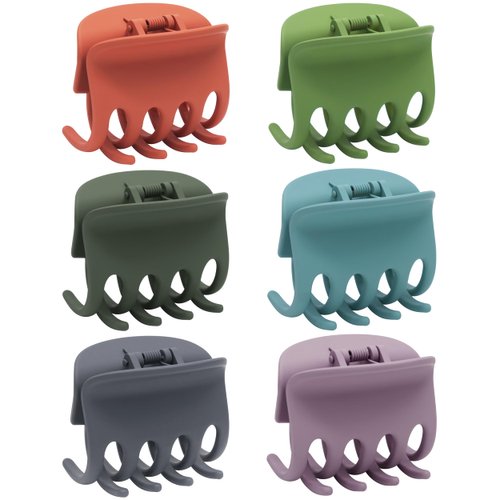 Hair Claw Clips for Women, Girls, Kids - 2.6 Inch Strong Matte Jaw Clips for Fine to Thick Hair, Non-Slip Clamps (6 Packs, Sage Assorted)