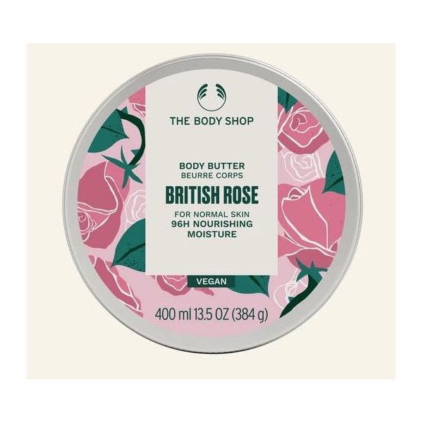 The Body Shop British Rose Body Butter Jumbo Size 13.5 Fl Oz, White