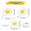 Daisy Balloons with Smiley Face 12 Pcs White Daisy Flower Smiley Face Foil Balloons for Birthday Wedding Hippie Boho Girl Groovy Daisy Party Decorations Supplies