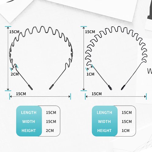 ZHUNBABA Unisex Flexible Metal Hair Band Headbands - Non-Slip Hairband for Men and Women, Wavy Elastic Hair Hoop for Home, Outdoor Sport and Yoga