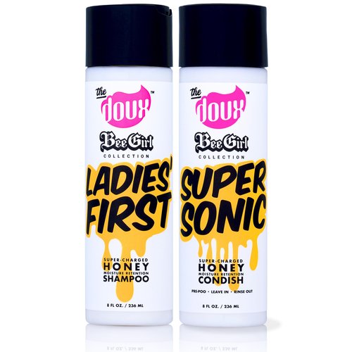 The Doux LADIES FIRST Honey Shampoo and SUPERSONIC Honey Condish - Hydrating Curl Shampoo and Conditioner Bundle - Leave In Conditioner