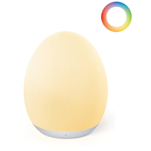 JolyWell Night Light for Kids, Egg Light for Nursery with 7 RGB Colors Changeable & Stepless Dimming, Rechargeable Tap Light with 1h Timer & Touch Control, Portable Night Light for Babies BPA Free