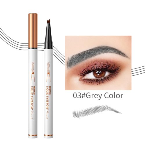 Generic Eyebrow Pencil,3D Microblading Eyebrow Tattoo Pencil 4 Fork Tip,Eye Makeup Long-Lasting Waterproof & Smudge-proof Natural Eyebrow Hair Eyebrow Pencil (1#grey color)