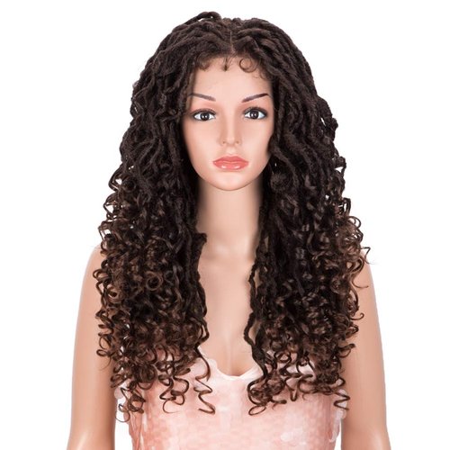 Style Icon 24" Faux Locs Wigs for Black Women 4X4 Free Part Goddess Locs Wig Long Twist Synthetic Wigs (24 Inch, T1B/30)