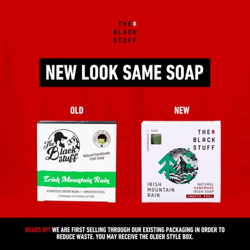 The Black Stuff All Natural Bar Soap for Men Handmade Cold Process Soaps with Organic Ingredients and Essential Oils - Mens Soap for Daily Use, Irish Mountain Rain Body Soap