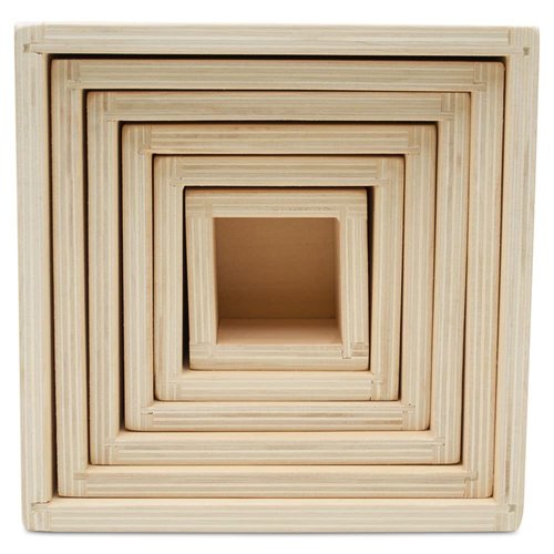 Nesting Gift Boxes Set of 6, Stackable Square Boxes, Rainbow Stackable Nesting Boxes for Crafts, by Woodpeckers