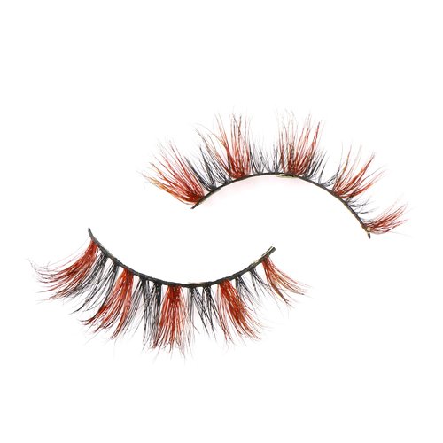 FOXSCOS Color Eyelashes,Beautiful Natural Colorful False Eyelashes,Halloween 3D Mink Lashes Color 20mm Short Style 1 pair,Cat-Eye Cosplay Makeup Lashes(fluffy Brown Black)