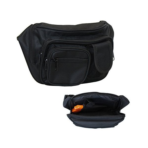 EG BAGS Concealed Carry Pistol Bag - Black Gun Concealment Fanny Pack - Fits up to 50 in Waist