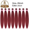 AQINBEL Braiding Hair 26 Inches -8 Bundles Braiding Hair Pre Stretched Itch Free Crochet Twist Hair for Braids Yaki texture Burgundy Braiding Hair Extensions for Women (900#)