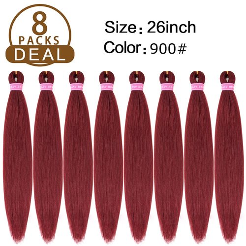 AQINBEL Braiding Hair 26 Inches -8 Bundles Braiding Hair Pre Stretched Itch Free Crochet Twist Hair for Braids Yaki texture Burgundy Braiding Hair Extensions for Women (900#)