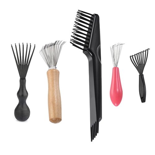 Comb Cleaner Tool Set, Qtopun 5 pieces Comb Cleaning Brush Hair Brush Cleaner Remover for Removing Hair Dust Home And Salon Use