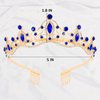 Didder Gold Blue Princess Crown Birthday Tiara Prom Queen Tiaras and Crowns for Women and Girls Bridal Wedding Headband with Combs Halloween Costume Hair Accessories