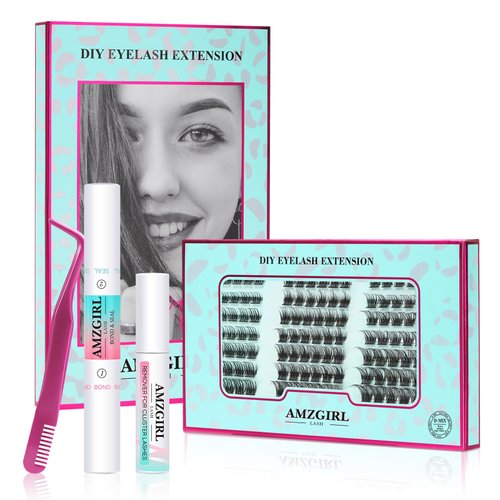 Lash Extension Kit Eyelash Clusters Individual Lashes Extensions Kits With Cluster Lashes Wispy,Lash Bond & Seal,Eyelashes Remover And Applicator at Home Lash Extensions Kit(ASA3,D-Mix8-16mm kit)