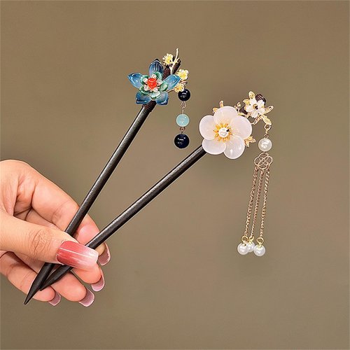2 Pcs Hair Stick Flower Hairpins Chinese Vintage Hair Accessories Hair Chopsticks for Women Girls 039-#04