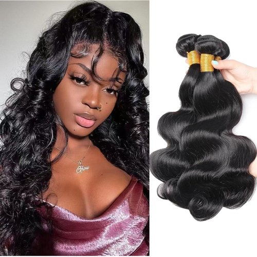 SIIKAP Body Wave Human Hair Bundles 16 16 16 Inch Human Hair Body Wave Bundles Body Wave Bundle 10A Grade 100% Unprocessed Brazilian Body Wave Bundles 3 Bundles Hair Extensions Natural Black Color