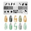 JCAKES 5Pcs Maple Leaf Nail Stamp Fall Nail Stamping Plates Nail Art Stamping Plates Nail Design Stamp Nail Art Template Acrylic Nail Tools with Nail Stamper, Scraper