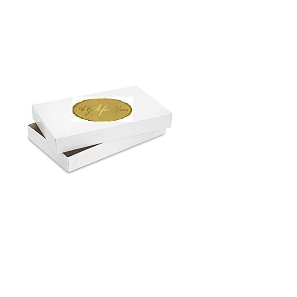 A1BakerySupplies®Men Shirt Box Women Top Box Gift Boxes Wrap Boxes Apparel Gift Boxes with Lids 5 Pack (White with Gold Color Gift for You Sticker)…