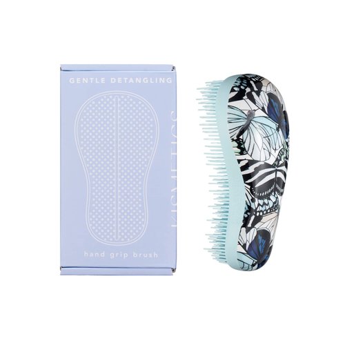 KISMETICS - Hand Grip Brush, Gentle Detangling, Detangler Hair Brush for All Hair Types. For use on Wet or Dry Hair (Blue Butterfly)