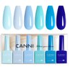 CANNI 6Pcs 9ml Navy Blue Gel Nail Polish Set- Dark Blue Gel Polish Kit Royal Light Baby Blue Colors DIY at Home Salon Christmas New Year's Gifts for Girls
