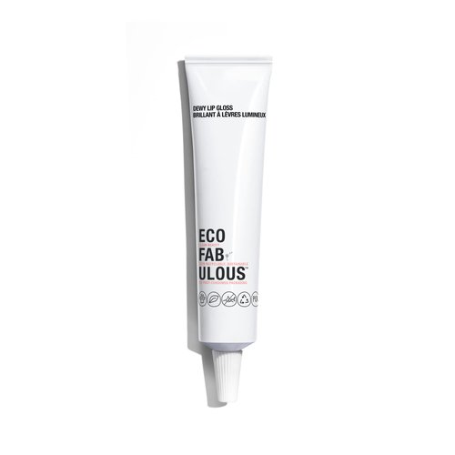 ECOFABULOUS Dewy Lip Gloss - Enriched with Squalane and Jojoba Esters, Nourishes and Conditions Lips, Clean + Recyclable + Vegan, 15 mL/ 0.5 Fl Oz - H-2-OH (Clear)