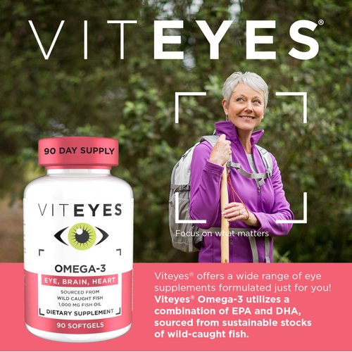 Viteyes Omega-3 Vision Health Supplement, EPA & DHA Rich Dietary Supplement, 90 Softgels