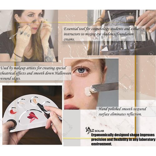 A2Z - Makeup Spatula Tool - Professional Beauty Stainless Steel Cosmetics Mixer Long Metal Spatula Depotting, Scraping, Mixing Makeup & Skincare Tools - For Makeup Artists (SCOOP & SPOON)