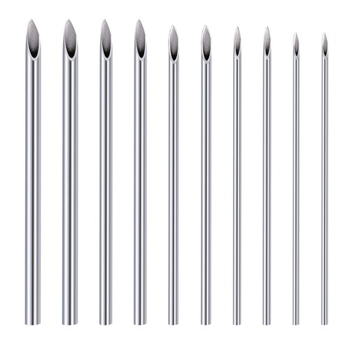 JIESIBAO 10PCS Mixed Piercing Needles, 12G 14G 16G 18G 20G Hollow Piercing Needles Stainless Steel Disposable Sterile for Nose Septum Ear Belly Button Nipple Tongue Lip Eyebrow Piercing